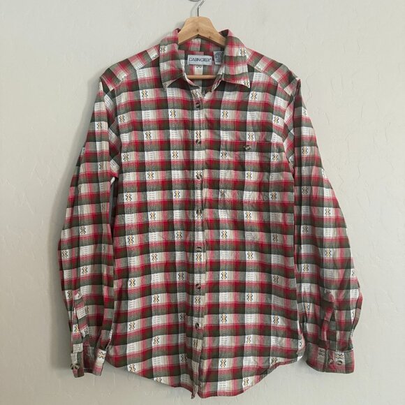 Vintage Cabin Creek Plaid Women's Button Up Top Long Sleeve Cotton Size Large - Picture 1 of 5